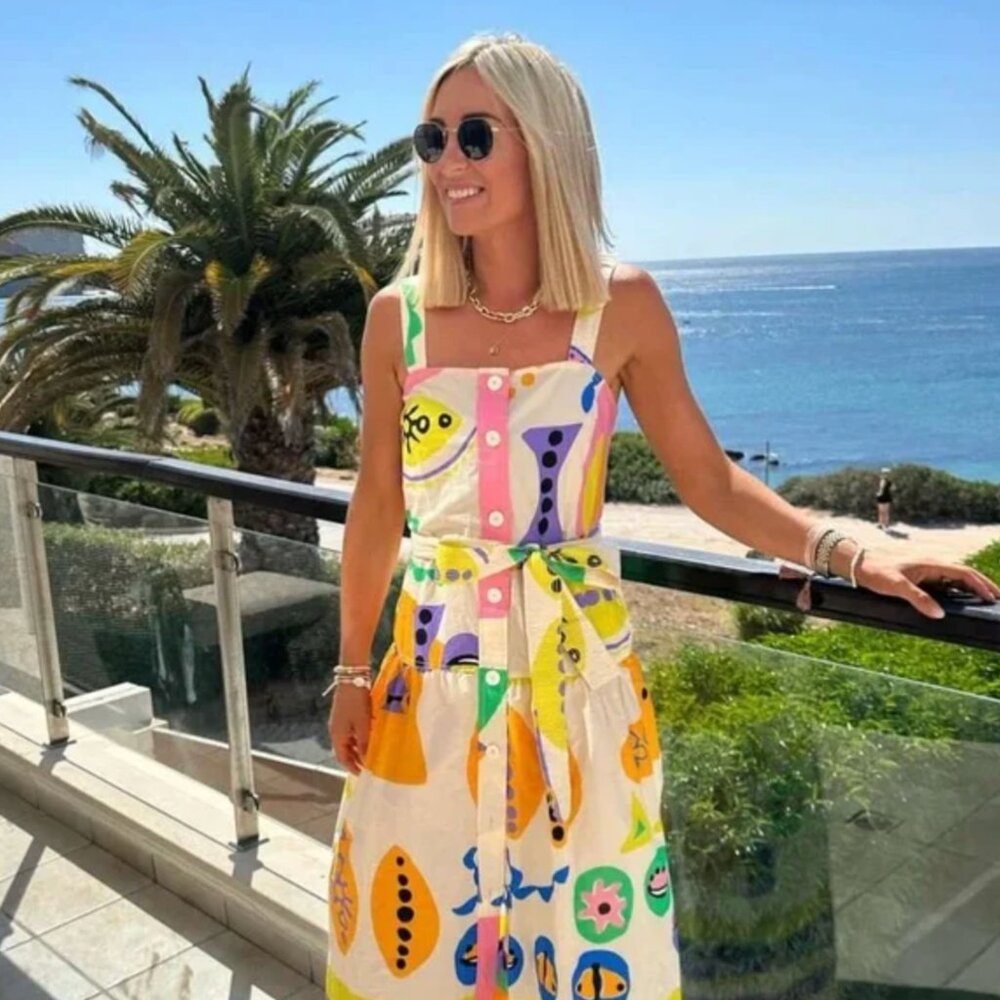Zara Cream and Pink Sleeveless Sundress